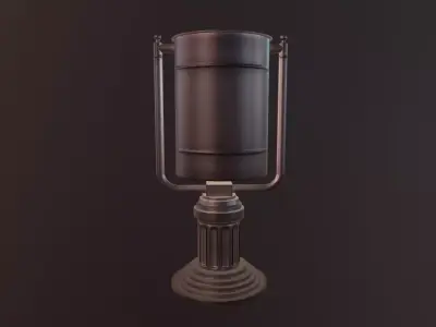 Metallic classic trashcan Low-poly 3D model