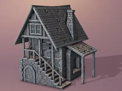 Medieval house 3D print model