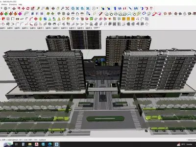 Apartment building with gated community 3D model