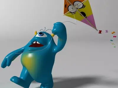 Cartoon Blue Monster Rigged Low-poly 3D model