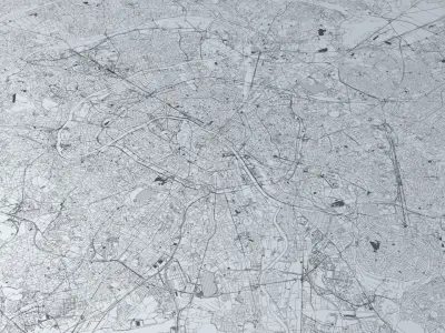 Greater Paris Road Network and Streets 3D model