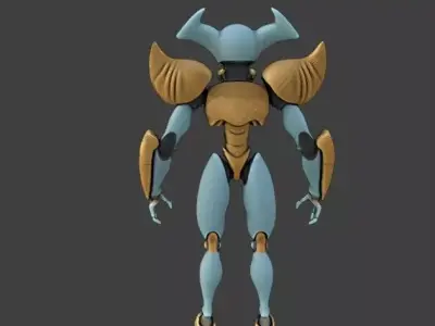 Sci-Fi Alien Warrior Robot Low Poly Game Ready Character Low-poly 3D model