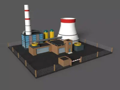 Cartoon Power Plant model Low-poly 3D model