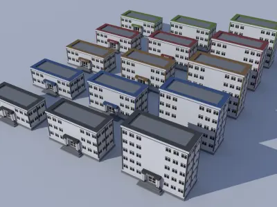 Cartoon Building Low Poly Building Commercial Bank Low-poly 3D model