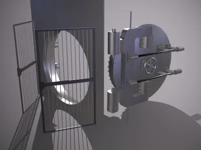 Metal Bank Safe - Vault - PBR Game Ready - Low-poly 3D model Low-poly 3D model