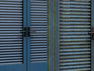 Louvered Painted Door game ready asset Low-poly 3D model