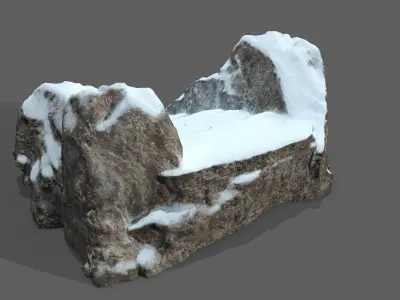 Snowy Rock Stair Low-poly 3D model