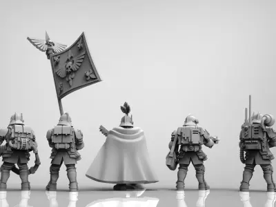 Feudal Guard Command Squad 3D print model