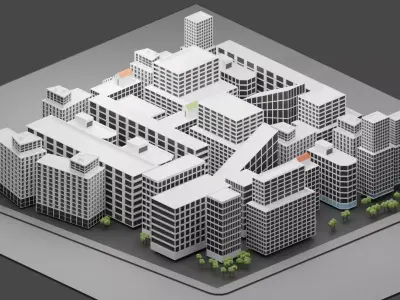 Bloks Street City Center Low-poly 3D model