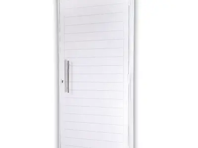 White wood finished door Low-poly 3D model