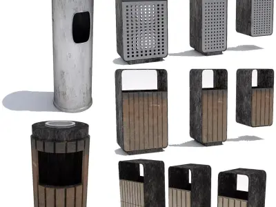 Street trash can - collection 5 models  3D model