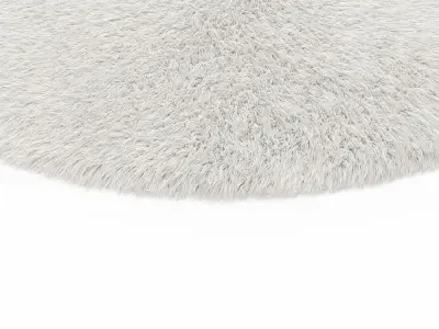 Round White Sheepskin Rug 3D model