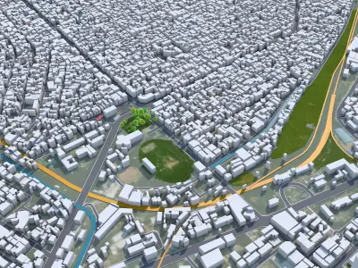 Brazzaville Congo 20km Low-poly 3D model