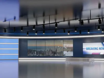 Virtual TV News Studio 3D model