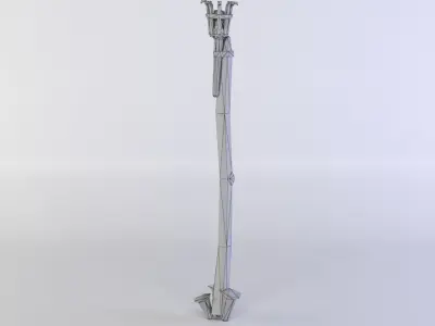 Torch wooden stick with two handles Low-poly 3D model