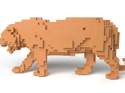 Tiger Minecraft Voxel Low-poly 3D model