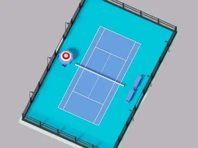 Cartoon Simple Tennis Court Low-poly 3D model