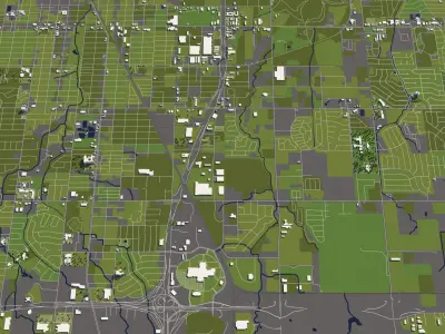 Oklahoma City 50x50km City Map Model 3D model