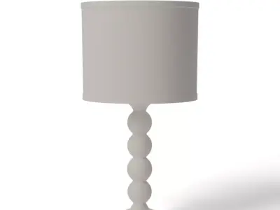 Sculptural Wood Sphere Table Lamp with Linen Shade - Naturalist Low-poly 3D model