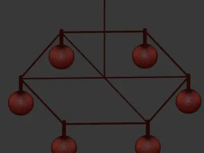 borosilicate chandelier with five glass balls hanging from it 3D model