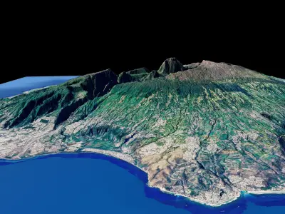 Reunion island full 3d model terrain 3D model