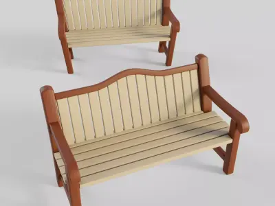 Cartoon Bench 10 Low-poly 3D model