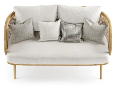 Double wooden rattan sofa CV22  3D model