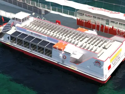  Chinese Cruise Boat Floating on Water 