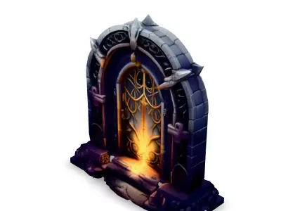 Fantasy Ornate Glowing Metal Gate Low-poly 3D model