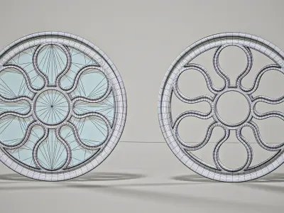 Highpoly Circular Gothic Window Type5 3D model