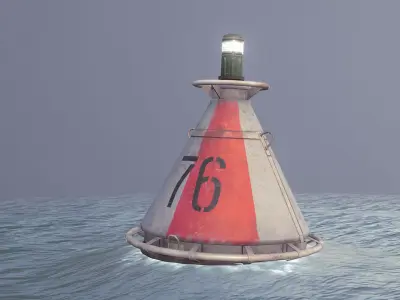 Buoy River RB-4-01 Divide Mark Low-poly 3D model