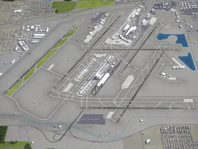 Detroit Airport Low-poly 3D model