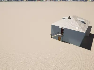 French House with low poly 3D model Low-poly 3D model