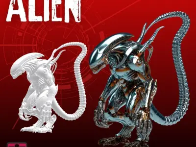 Alien Horror STL File Terrifying Xeno-Inspired Alien 3D print model