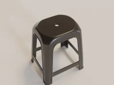 Stackable Plastic Stool Low-poly 3D model