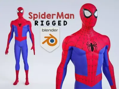 Spider verse SpiderMan suit rigged 3D model