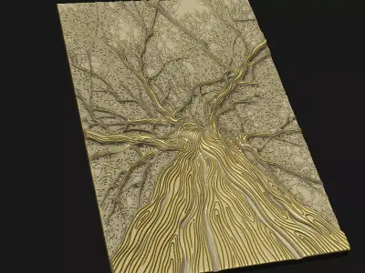 Wall decor tree root relief architectural ornament 3D print model
