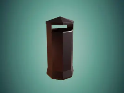 Metal Trash Can 1 - Street Furniture Lowpoly Low-poly 3D model