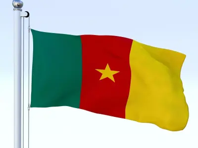 Animated Cameron Flag Low-poly 3D model