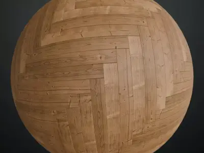 Natural Pine Herringbone Parquet PBR Texture