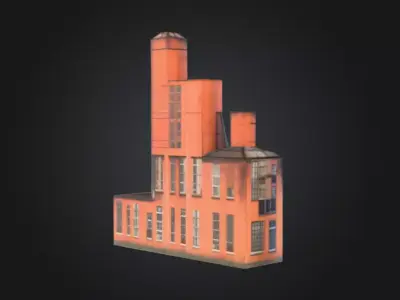 Industrial Factory Building Low-poly 3D model