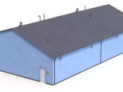 Blue Industrial Building 30 PBR Low-poly 3D model