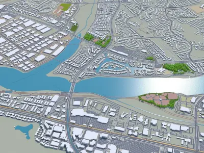 Santa Clarita California USA 40km Low-poly 3D model