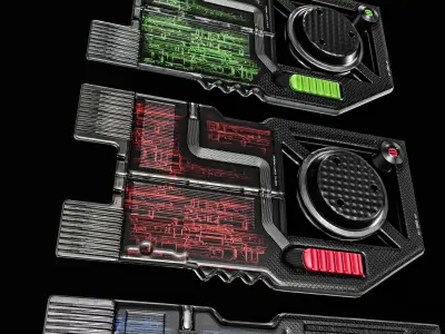 Sci fi Access Card Pack Low-poly 3D model