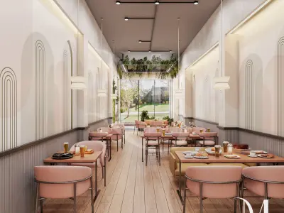 INTERIOR  MODERN CAFE 3D  FULL MODEL WITH LIGHTING 3D model