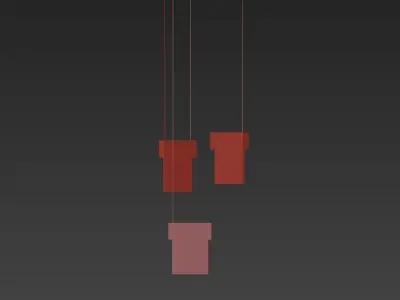 MONDRIAN three gold and pendant lights hanging from ceiling 3D model