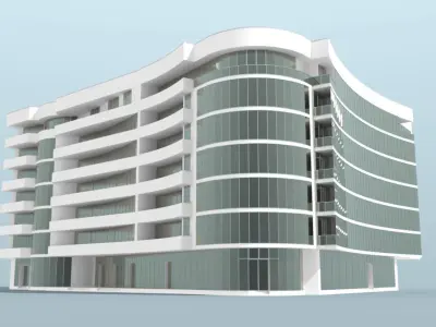 Modern Multi Story Office Building 3D model