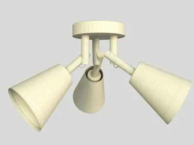 Lighting ceiling light with three wooden lamps 3D model