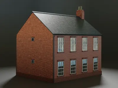 British brick house Low-poly 3D model