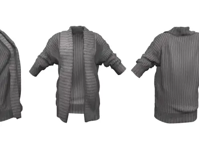 Ladies Oversized Cardigan Low-poly 3D model